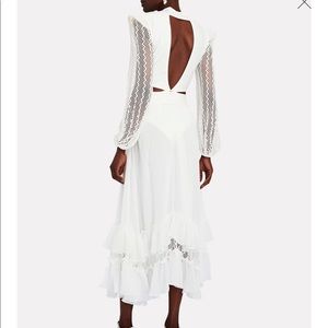 PATBO Plunge Lace Sleeve Maxi Dress